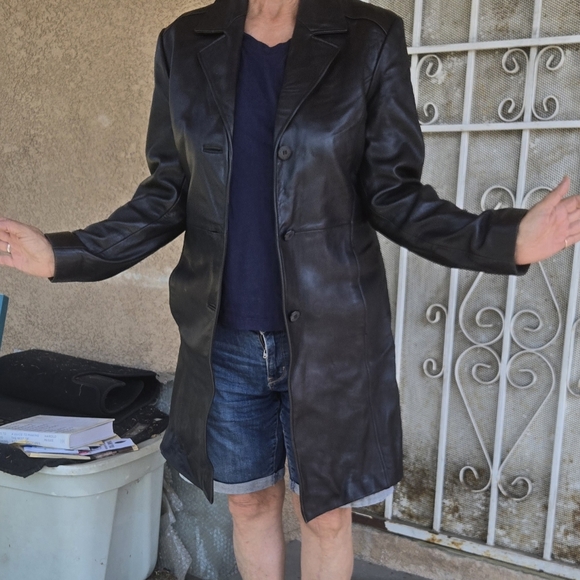 Katina Couture knee length soft leather coat M - Picture 7 of 9